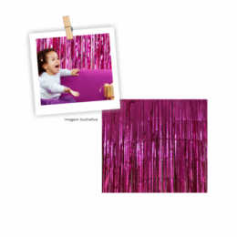 Cortina Metalizada Pink - 60x190 cm - 6 Unidades
