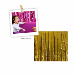 Cortina Metalizada Dourada - 60x190 cm - 6 Unidades