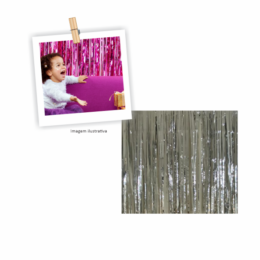Cortina Metalizada Prata - 60x190 cm - 6 Unidades