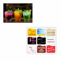 Tag para Drink - Mil motivos - Acompanha prendedor colorido - 6 cartelas com 9 peças cada