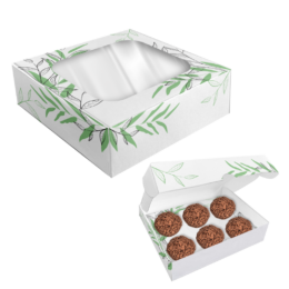 Caixa para 6 doces com visor e berço - Amor ingrediente secreto - 24 unidades