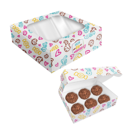 Caixa para 6 doces com visor e berço - Hoje eu mereço! - 24 unidades