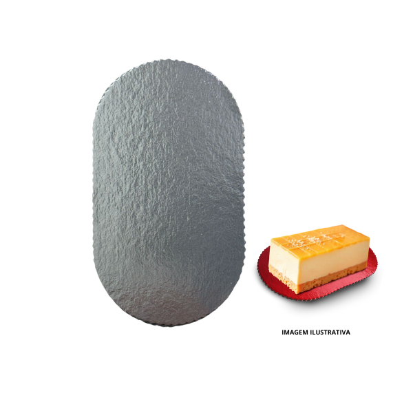 Base para Monoporções Oval 8x14 cm Prata - 30 unidades