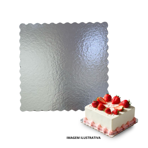 Cake Board Premium Quadrado 32x32 cm Prata - 10 unidades