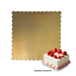 Cake Board Premium Quadrado 32x32 cm Dourado - 10 unidades