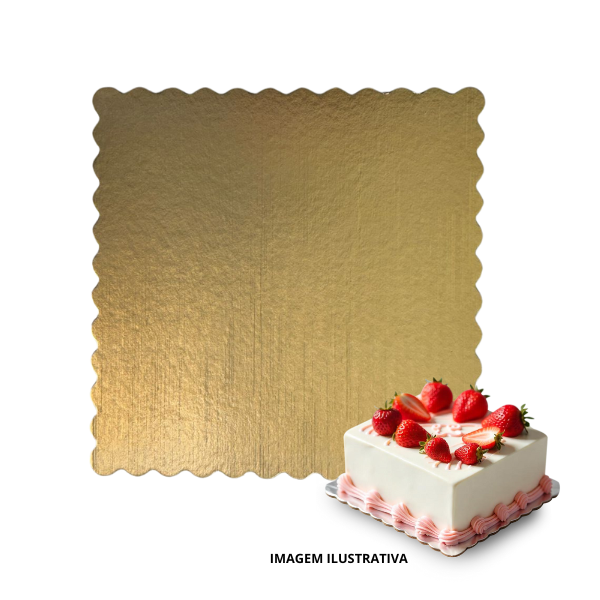 Cake Board Premium Quadrado 28x28 cm Dourado - 10 unidades