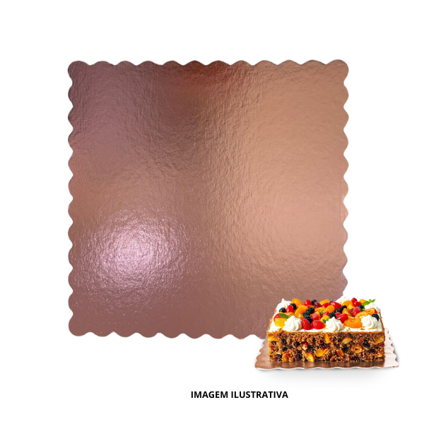 Cake Board Premium Quadrado 32x32 cm Rose Gold - 10 unidades
