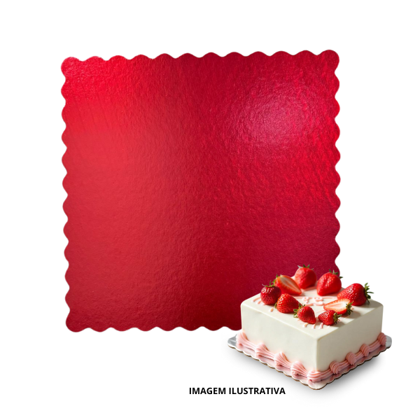 Cake Board Premium Quadrado 24x24 cm Vermelho - 10 unidades