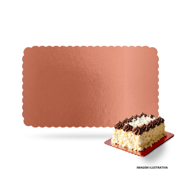 Cake Board Premium Retangular 20x35 cm Rose Gold - 10 unidades