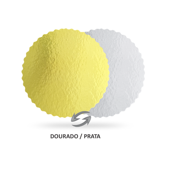 Cake Board Dupla Face 20 cm Dourado/Prata - 10 unidades