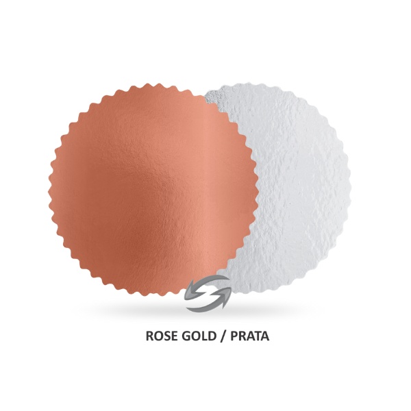 Cake Board Dupla Face 30 cm Rose Gold/Prata - 10 unidades