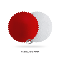 Cake Board Dupla Face 15 cm Vermelho/Prata - 10 unidades