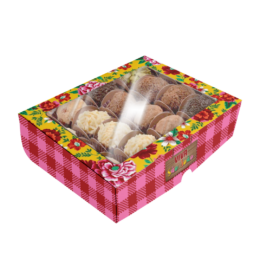 Caixa para 12 doces com visor - 24 unidades - OPORTUNIDADE