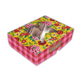 Caixa para 6 doces com visor - 24 unidades - OPORTUNIDADE