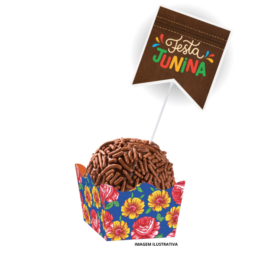 Palito Decorativo Vem pro Arraiá (Bandeira Madeira) - pacote com 10 unidades