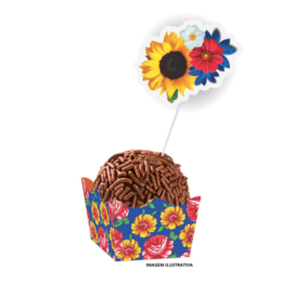 Palito Decorativo Vem pro Arraiá (Flores) - pacote com 10 unidades
