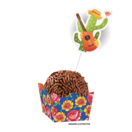 Palito Decorativo Vem pro Arraiá (Cacto) - pacote com 10 unidades