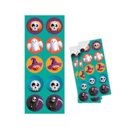 Cartela Adesivos 4x4 Halloween - pacote com 30 adesivos