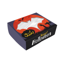 Caixa para 6 doces com visor Halloween 3 - 24 unidades - OPORTUNIDADE