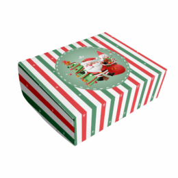 Caixa para 6 doces Papai Noel Listras - 36 unidades