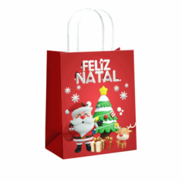 Sacola Papai Noel Fofinho - 34x22x11,5 cm - 10 unidades